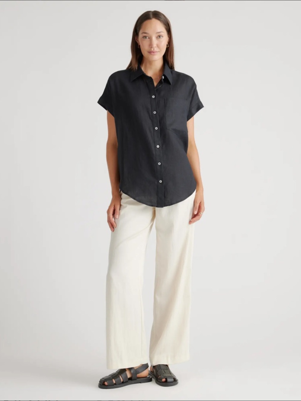Quince 100% European Linen Camp Shirt Navy